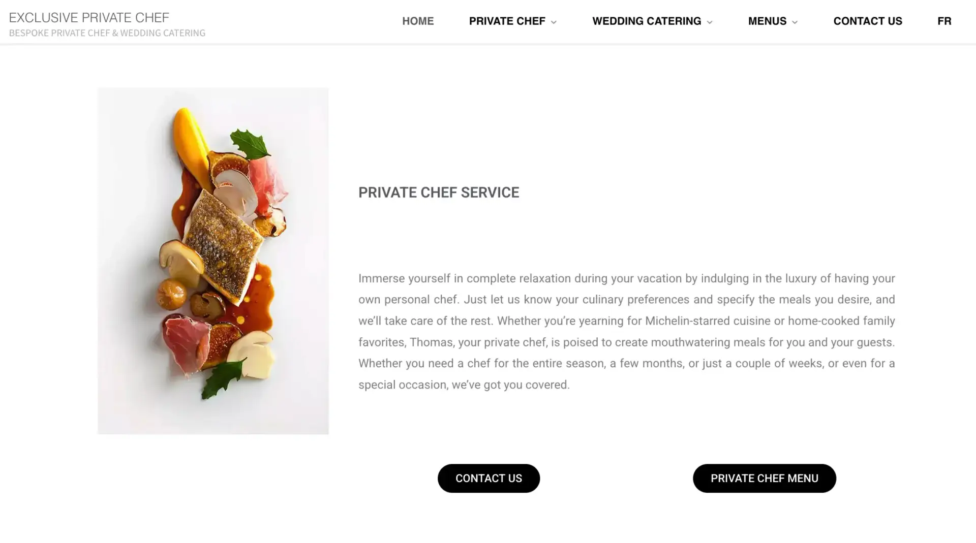 Ancien site Exclusive Private Chef avant refonte par Studio Bamboo