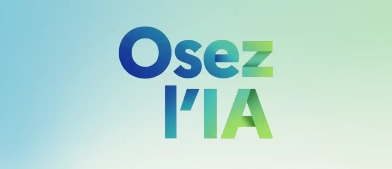 Texte "Osez l'IA" nuancé bleu et vert